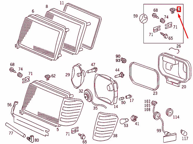 NEW MB E W124 HEADLIGHT RETAINER INSERT A1248210520 ORIGINAL