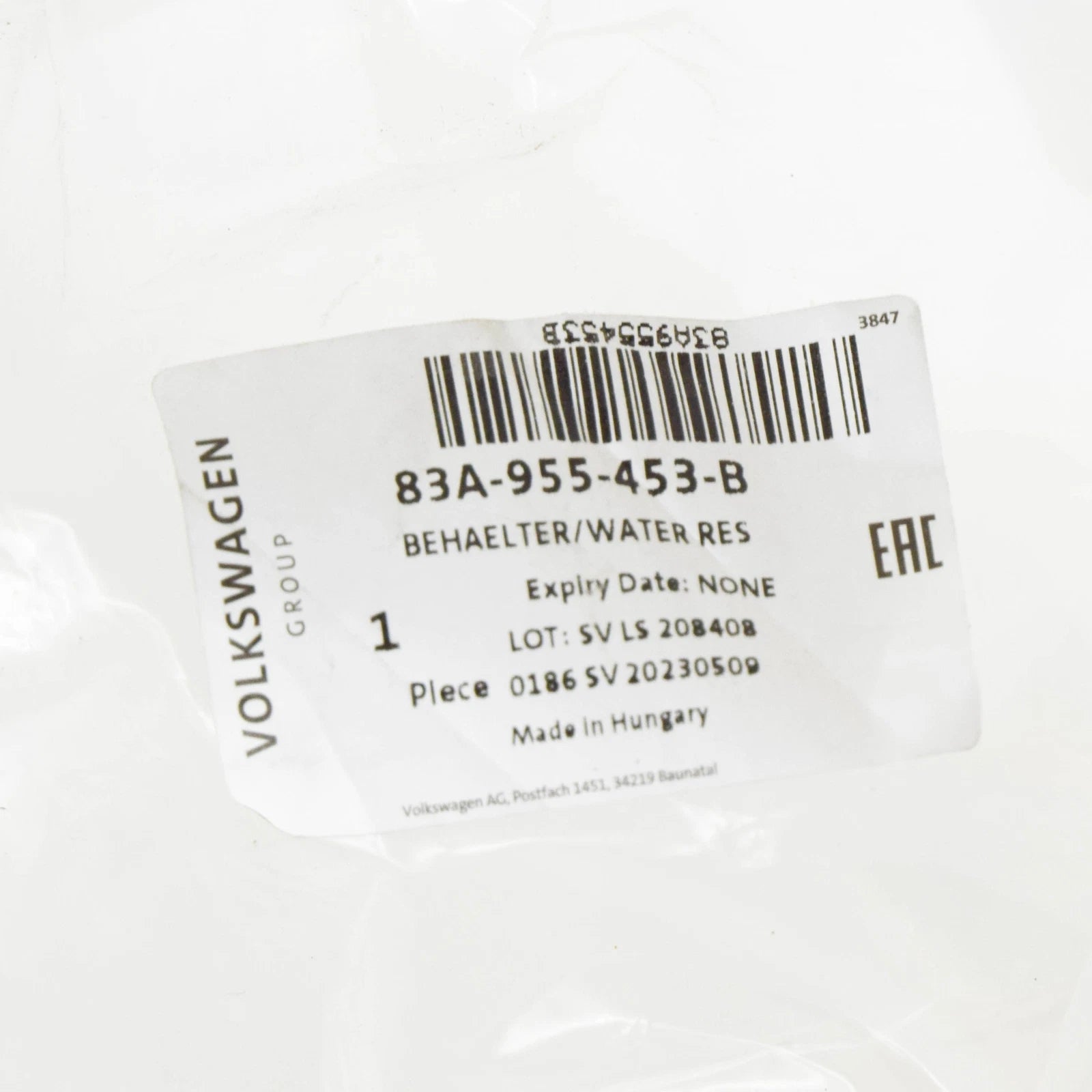 NEW AUDI Q3 F3 WINDSHIELD WASH WATER RESERVOIR 83A955453B ORIGINAL