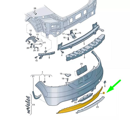 NEW AUDI TT 8J MK2 REAR BUMPER LOWER DIFFUSER COVER 8J0807421A01C ORIGINAL