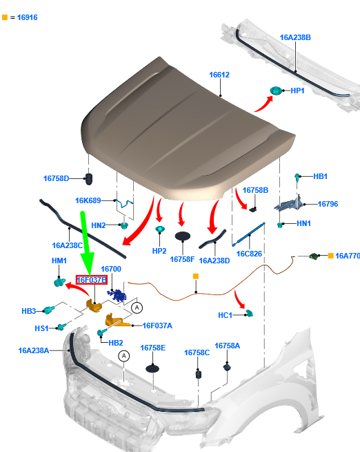 new ford ranger t6 mk1 front hood latch cover rhd 2277232 original