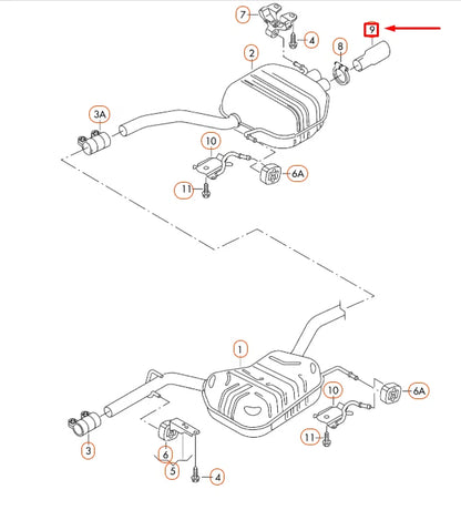 NEW VOLKSWAGEN CC EXHAUST TAIL PIPE TRIM 3C0253681P ORIGINAL
