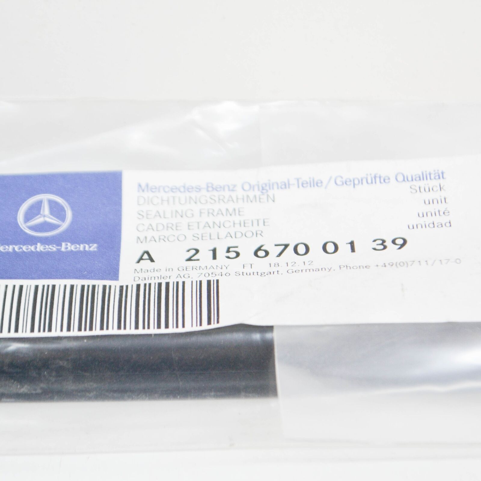 NEW MB CL COUPE C215 REAR LEFT SIDE WINDOW SEAL FRAME A2156700139 ORIGINAL