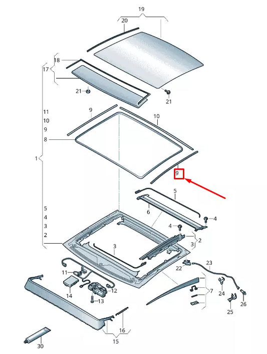 NEW AUDI Q3 F3 OUTER SIDE SUNROOF SEAL 4K5877297