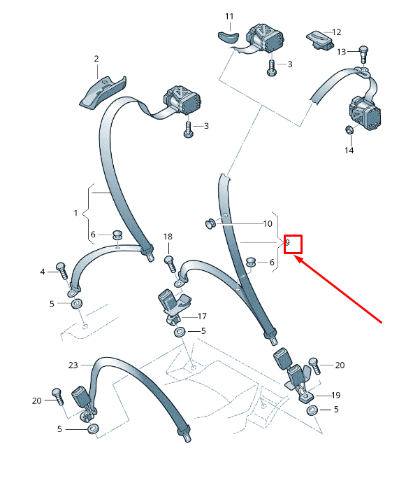 new audi a5 8t rear middle seatbelt 8k0857807ahxit 8k0857807ah xit original