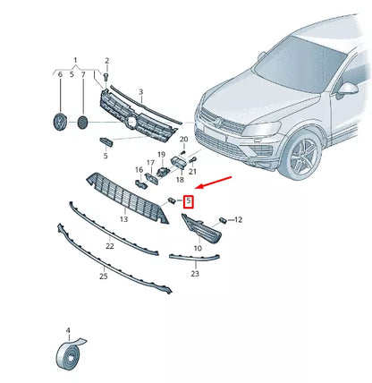NEW VW TOUAREG 7P MK2 FRONT LOWER GRILLE RIGHT COVER CAP 7P6854376B9B9
