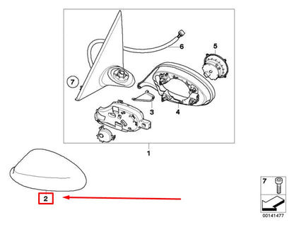 NEW BMW 1 CABRIO E88 FRONT LEFT DOOR MIRROR FRAME 51167229261 7229261 ORIGINAL