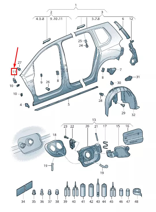 NEW VW TOURAN 5T CENTRE LEFT A-PILLAR CLOSING ELEMENT 5TA809167