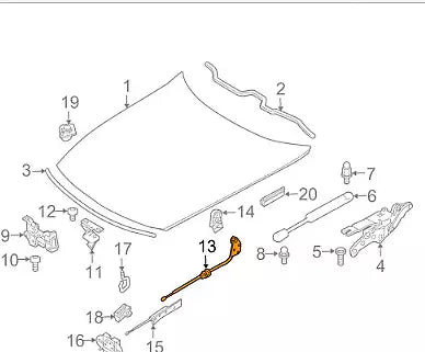 NEW BMW Z4 E85 ENGINE BONNET HOOD LID LOCK RELEASE CABLE LHD 51237016657