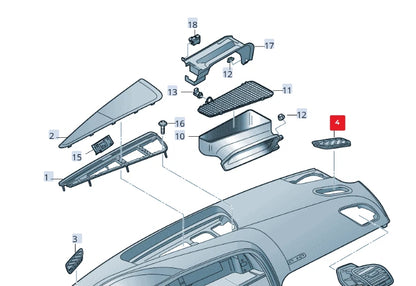 NEW AUDI A6 C6 FRONT DASH PANEL AIR VENT GRILL TRIM LHD 4G18197946PS