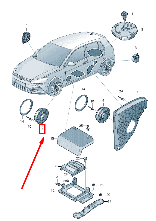 new vw golf vii 5g1,bq1,be1,be2 front door loudspeaker 5g0035453j original
