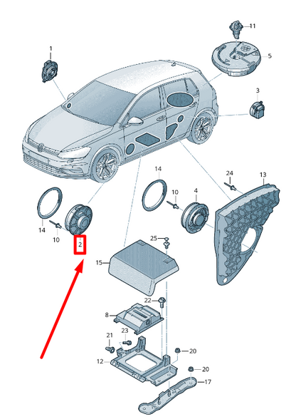 new vw golf vii 5g1,bq1,be1,be2 front door loudspeaker 5g0035453j original