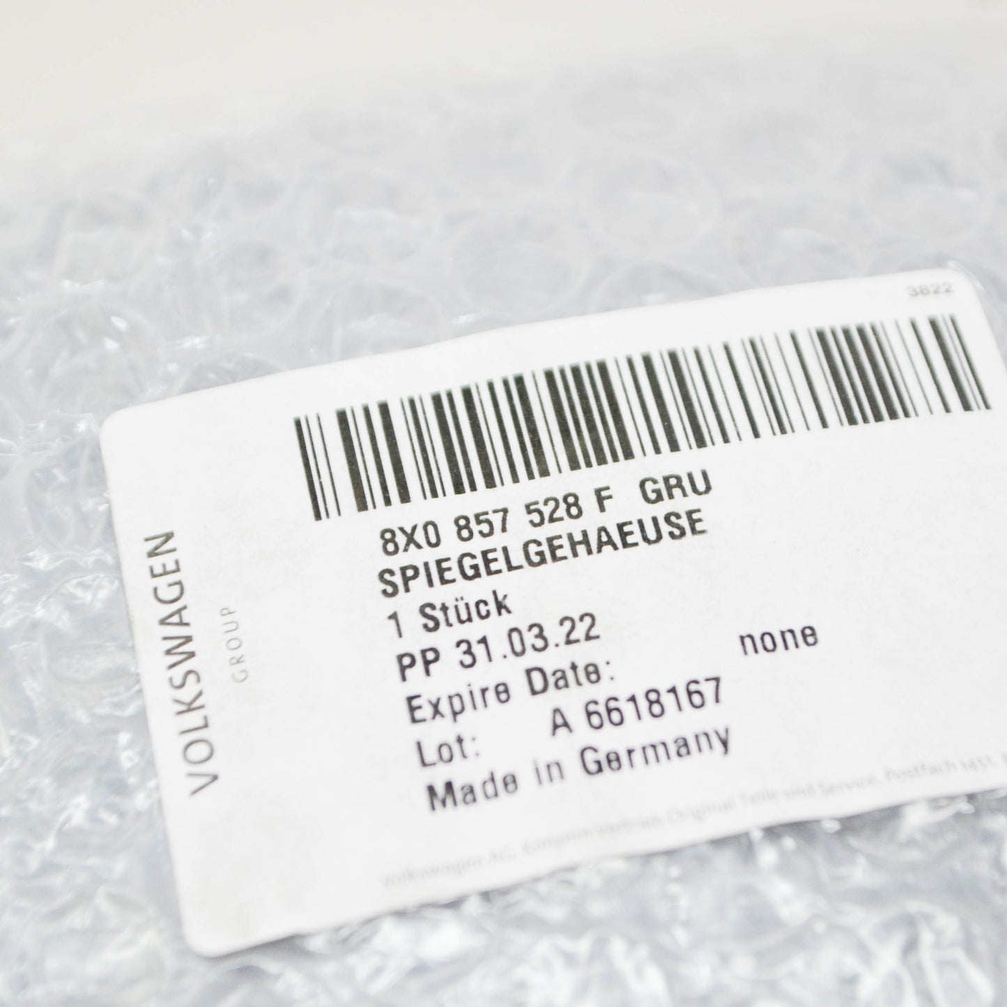 NEW AUDI A1 MK1 FRONT RIGHT DOOR MIRROR COVER CAP X0857528FGRU ORIGINAL