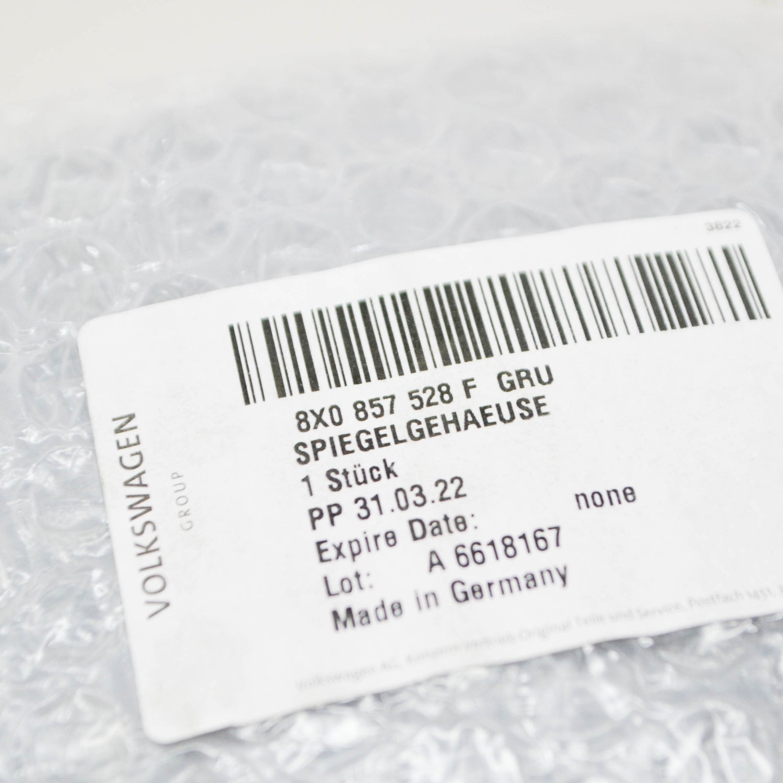 NEW AUDI A1 MK1 FRONT RIGHT DOOR MIRROR COVER CAP X0857528FGRU ORIGINAL