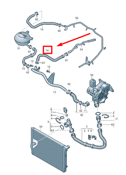 NEW AUDI A3 8V1,8VK ENGINE COOLANT HOSE 5Q0121058AE ORIGINAL