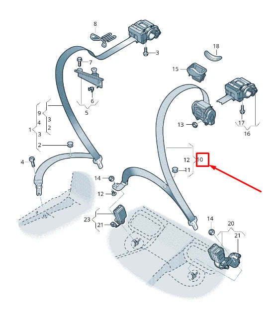 NEW AUDI E-TRON GEN REAR MIDDLE SEATBELT 4K8857807EKPZ