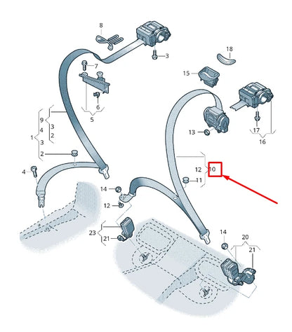 NEW AUDI E-TRON GEN REAR MIDDLE SEATBELT 4K8857807EKPZ