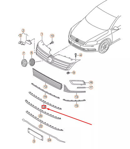 NEW VOLKSWAGEN PASSAT B7 R-LINE FRONT BUMPER GRILLE TRIM 3AA853711041