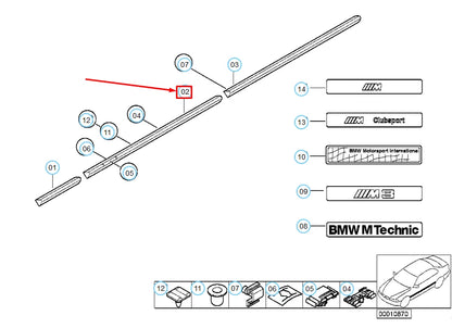 NEW BMW 3 COUPE E36 FRONT RIGHT DOOR MOULDING 51131977274 1977274 ORIGINAL
