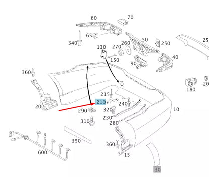 NEW MERCEDES-BENZ CLS C219 REAR BUMPER BRACKET HOLDER A2198850214 2004 ORIGINAL