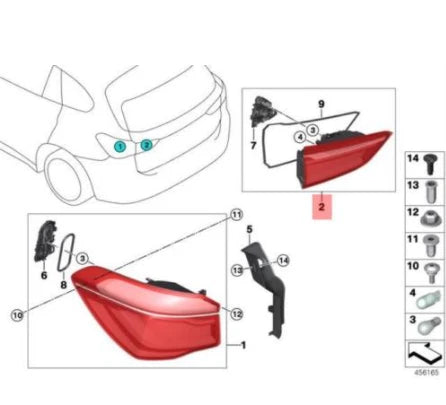 NEW BMW X1 F48 REAR LIGHT IN TRUNK LID LEFT 63217350695