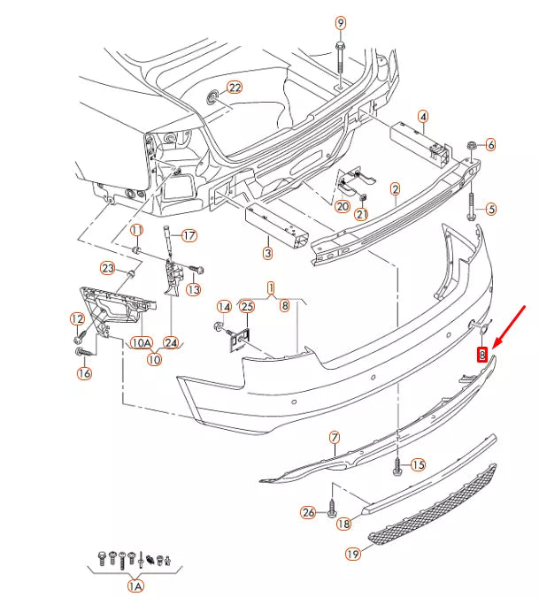 NEW AUDI A4 B8 REAR BUMPER RIGHT TOW EYE COVER 8K0807441AGRU ORIGINAL