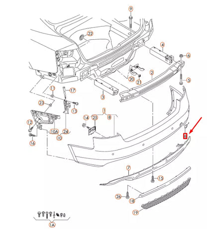 NEW AUDI A4 B8 REAR BUMPER RIGHT TOW EYE COVER 8K0807441AGRU ORIGINAL
