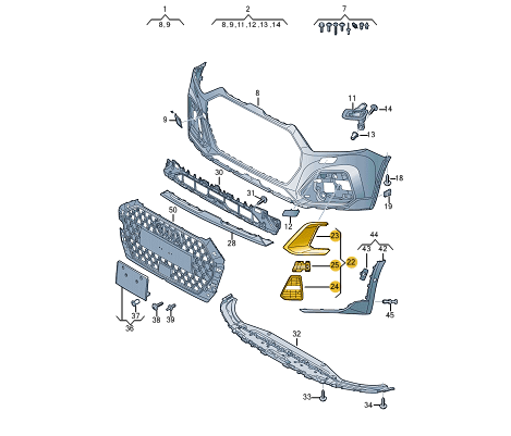 new audi a1 sportback gba front right bumper grille 82a807680h16p original