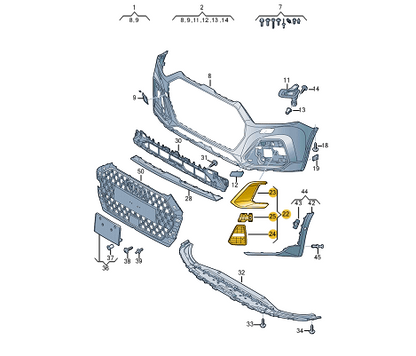 new audi a1 sportback gba front right bumper grille 82a807680h16p original