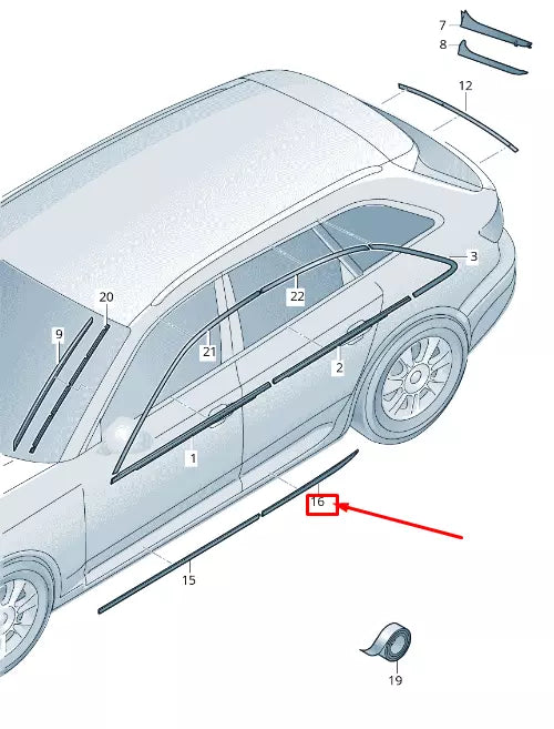 NEW AUDI A4 AVANT B9 REAR RIGHT DOOR LOWER MOLDING 8W9853970AMX3