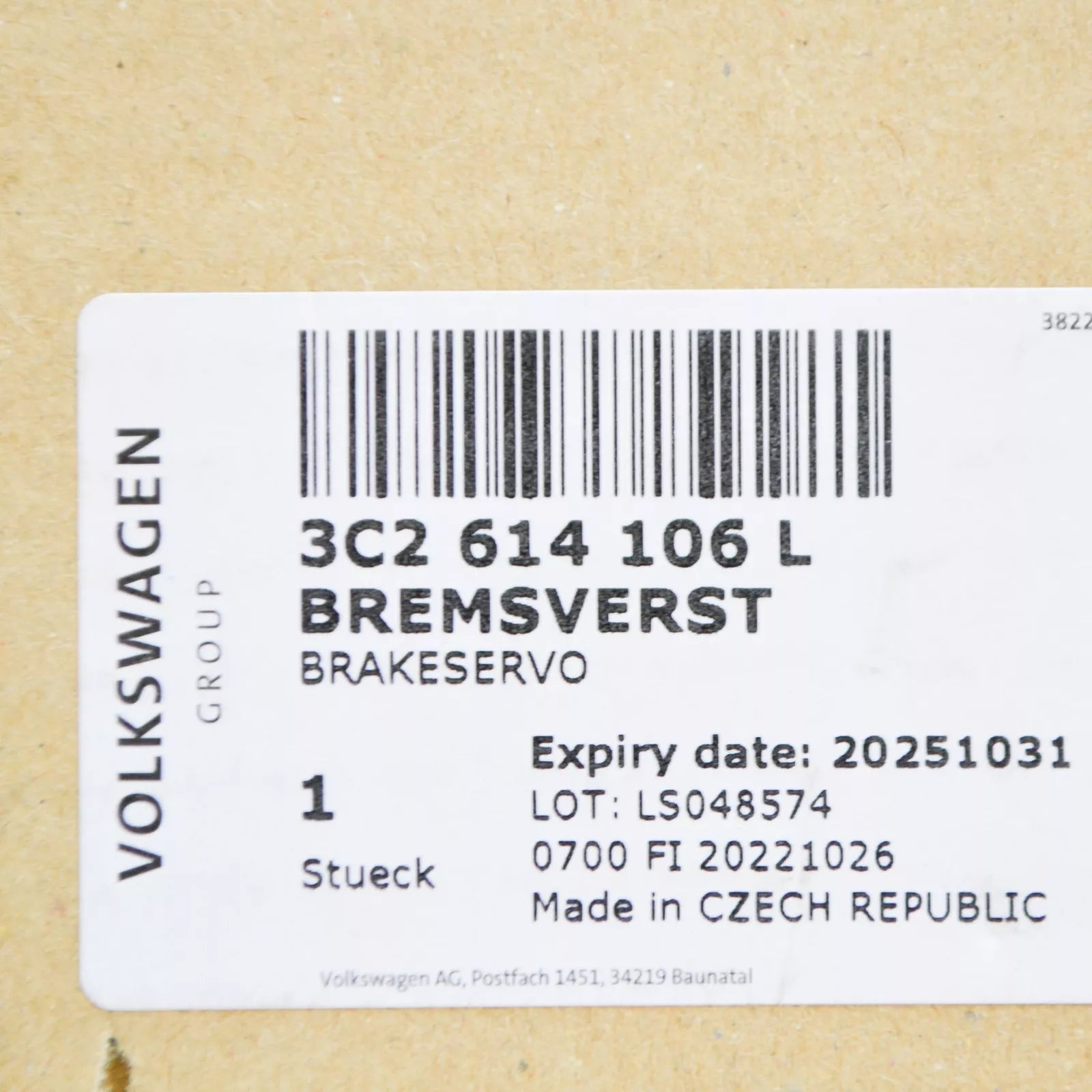 NEW VW CC 35 BRAKE SERVO RHD 3C2614106L ORIGINAL