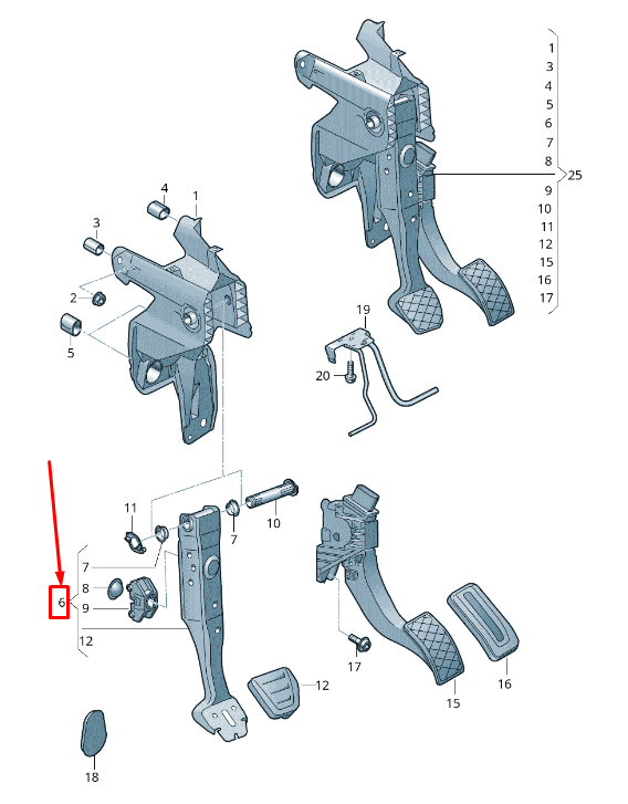 new audi tt fv brake pedal lhd 5q1723142e original