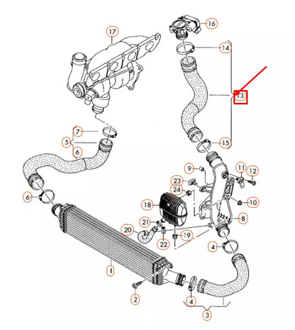 NEW AUDI A4 B8 TURBOCHARGER INTERCOOLER UPPER PRESSURE HOSE 8K0145737S ORIGINAL