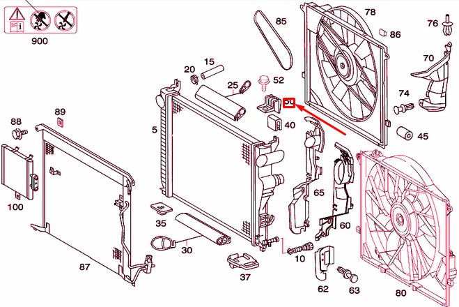 NEW MERCEDES-BENZ S W220 RADIATOR CLAMP BRACKET A2205040146 ORIGINAL