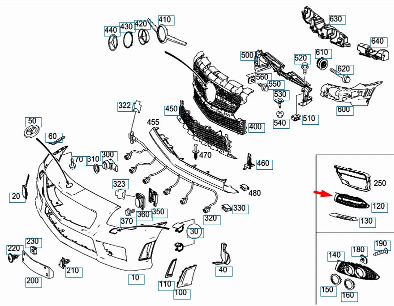 NEW MERCEDES-BENZ SLK R172 FRONT LEFT BUMPER GRILLE A1728851623 ORIGINAL