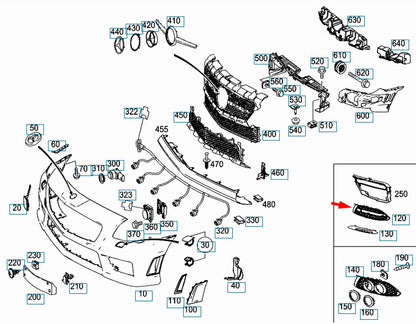 NEW MERCEDES-BENZ SLK R172 FRONT LEFT BUMPER GRILLE A1728851623 ORIGINAL