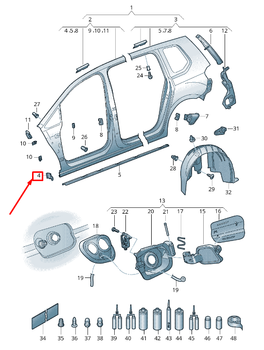 new vw touran 5t front right closing element 5ta810222 original