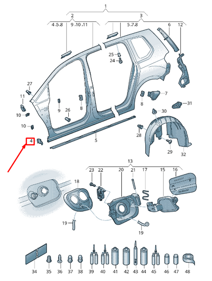 new vw touran 5t front right closing element 5ta810222 original