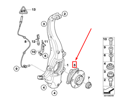 new bmw x6 e71, e72 front wheel hub with bearing 6882265 31226882265 original