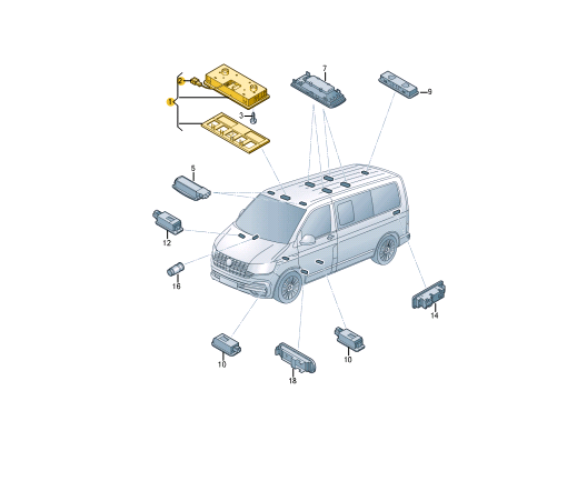 NEW VW TRANSPORTERI T6 FRONT READING INTERIOR LED LIGHT 7C0947099GY20 ORIGINAL