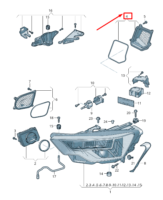 NEW AUDI A6 4A C8 FRONT LEFT HEADLIGHT COVER CAP 4K0941159C ORIGINAL