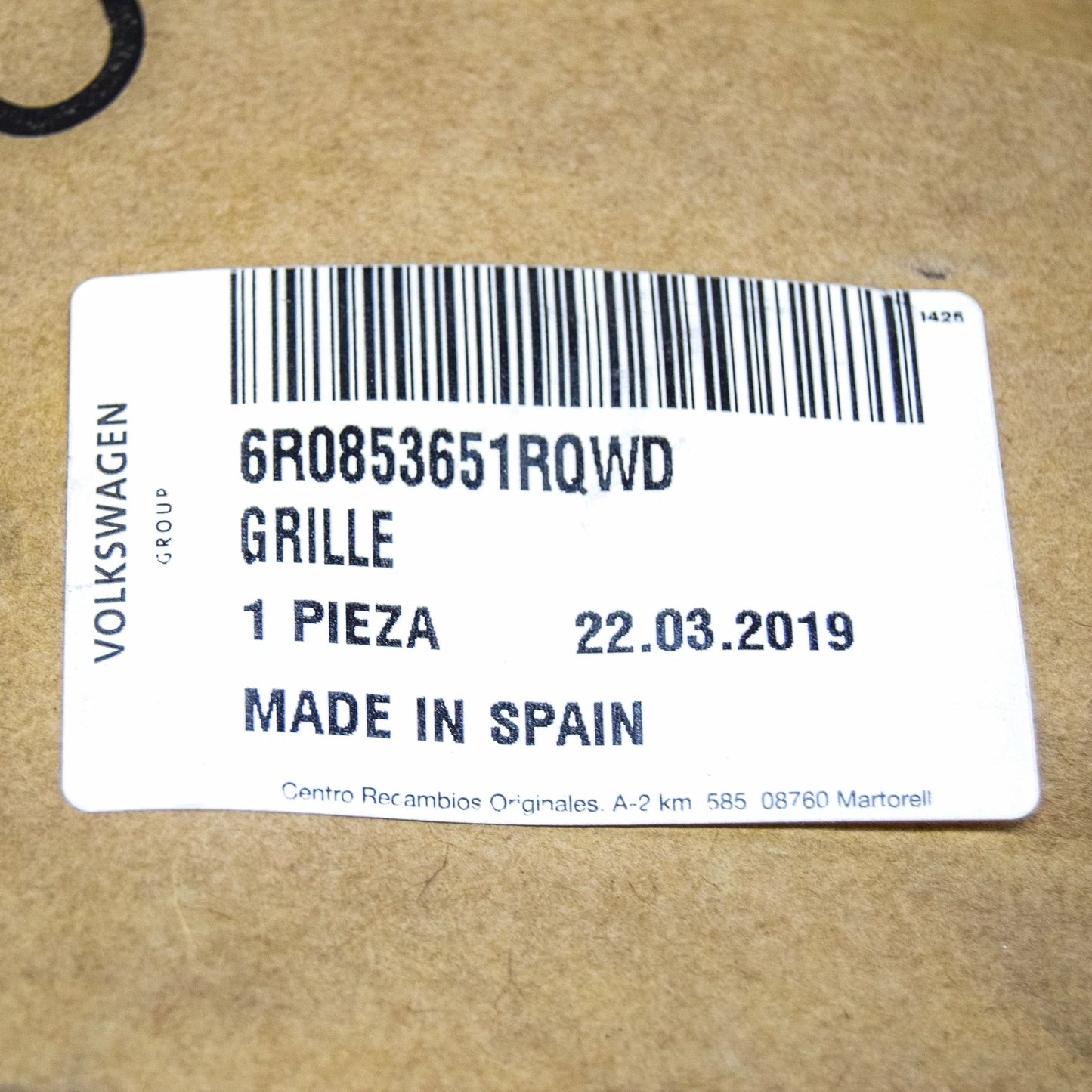 NEW VOLKSWAGEN POLO 6R FRONT BUMPER RADIATOR GRILLE 6R0853651RQWD ORIGINAL