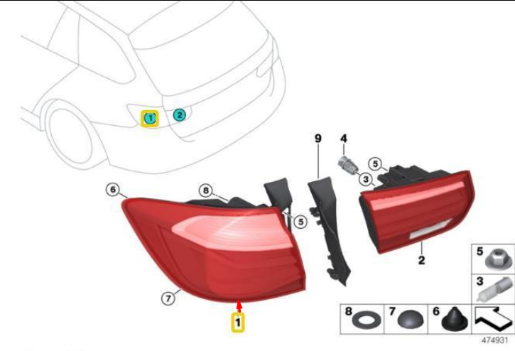 new bmw 3 f31 rear left led tail light 63217372209 original