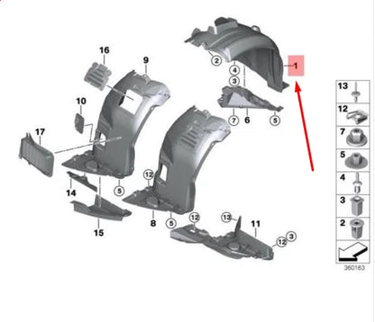 NEW BMW 3 E90 FRONT RIGHT WHEEL LINER SPLASH SHIELD 51717059378 7059378 ORIGINAL