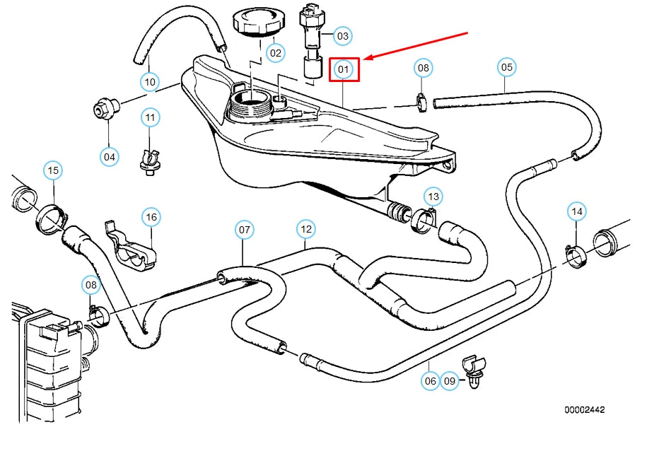 NEW BMW 7 E32 COOLANT EXPANSION TANK 17111712196 1712196 ORIGINAL