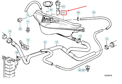 NEW BMW 7 E32 COOLANT EXPANSION TANK 17111712196 1712196 ORIGINAL