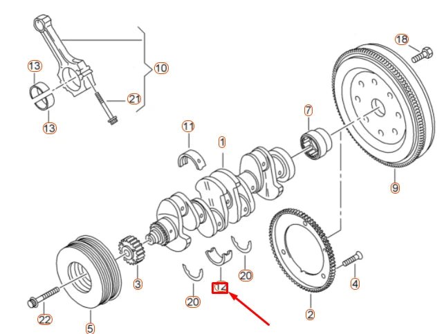 NEW AUDI A1 MK1 LOWER CRANKSHAFT BEARING SHELL 06H105591KGLB ORIGINAL
