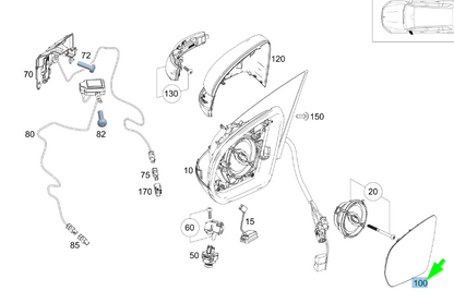 NEW MERCEDES-BENZ GLB X247 FRONT LEFT DOOR MIRROR GLASS LHD A0998104301 ORIGINAL