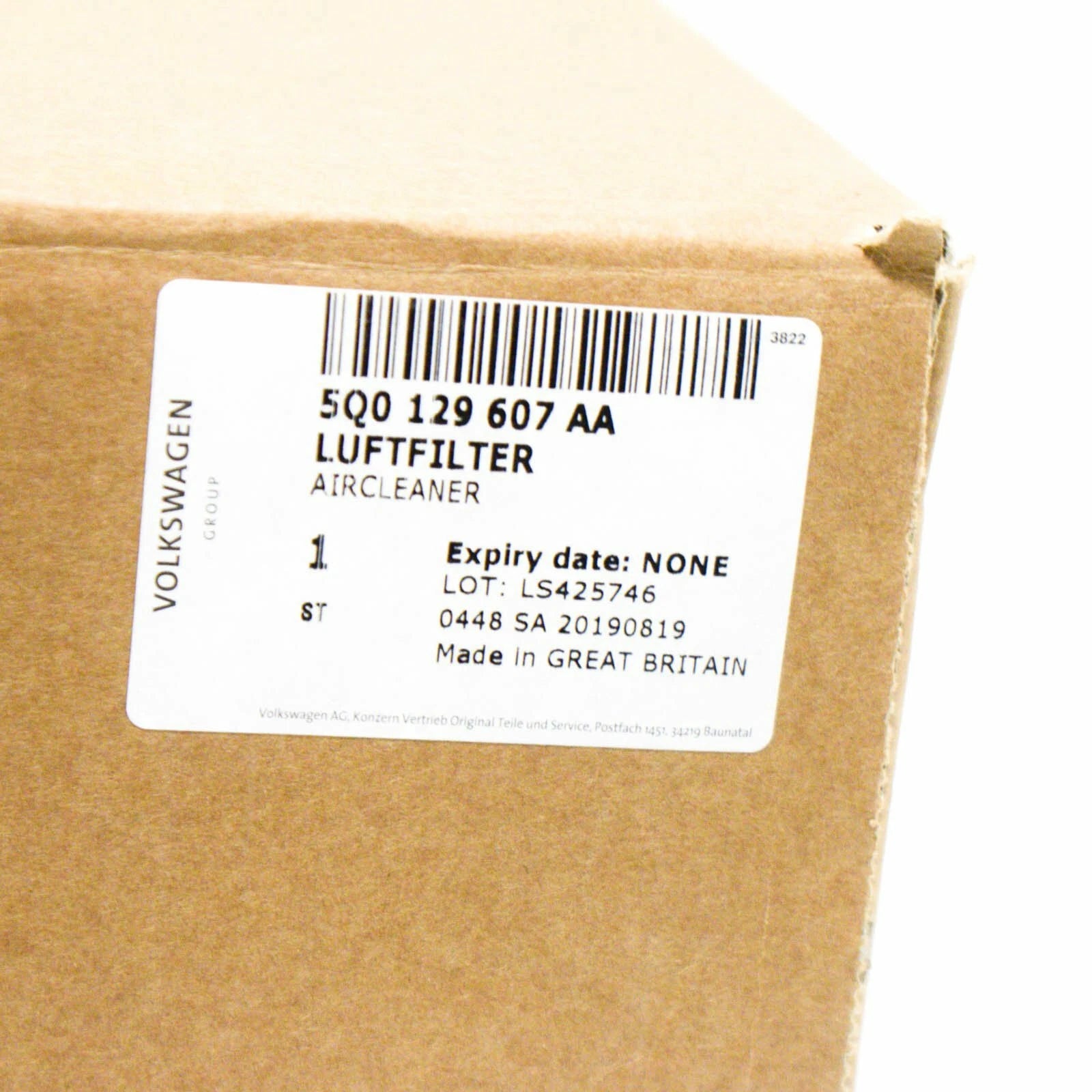 NEW VOLKSWAGEN GOLF MK7 AIR FILTER BOX 5Q0129607AA ORIGINAL