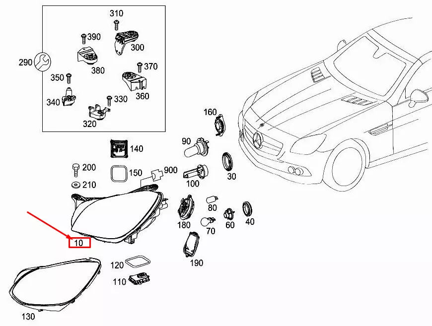 NEW MERCEDES-BENZ SLK R172 FRONT LEFT HEADLIGHT RHD A1729061301 ORIGINAL