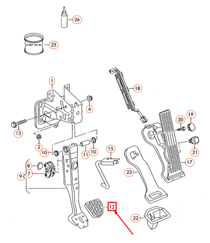 NEW VOLKSWAGEN GOLF 1K MK5 BRAKE PEDAL CAP LHD 1K0723131A4J4 ORIGINAL